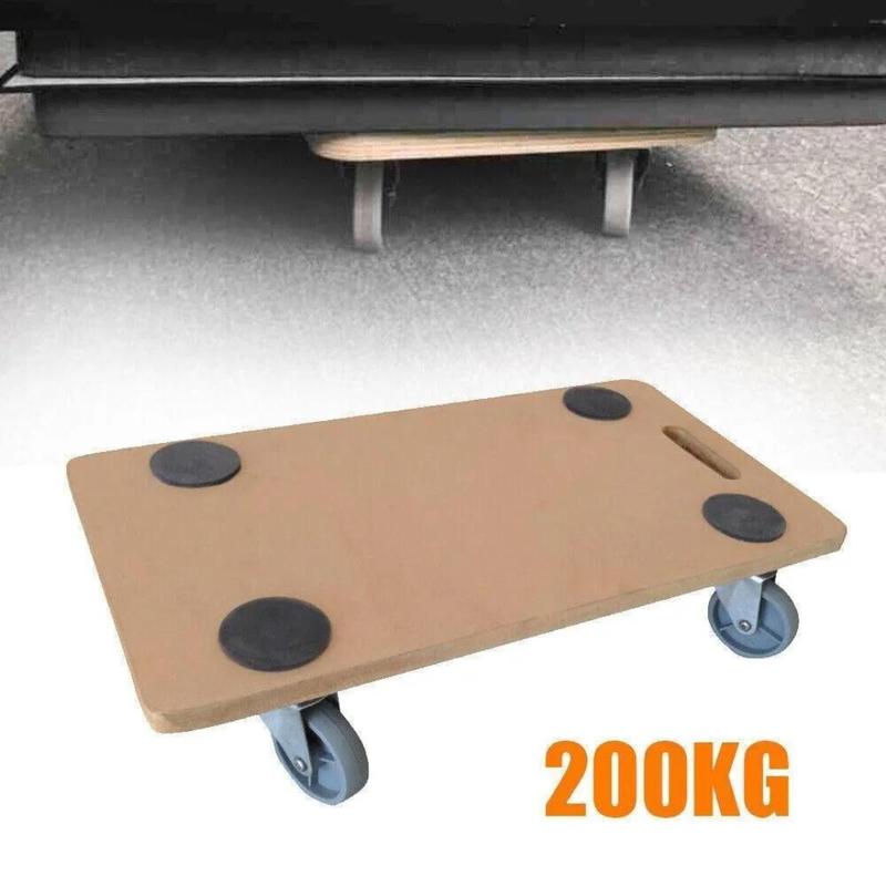 200KG Dolly Cart Trolley Wooden Wheeled Moving Platform with 4 Castors Barrow 2