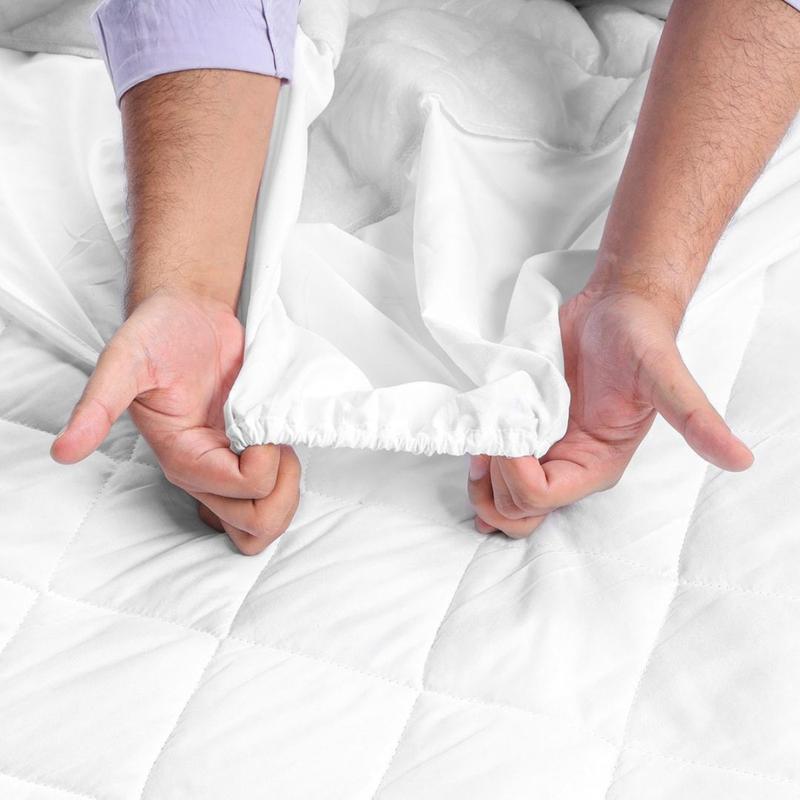 Extra Deep Quilted Mattress Protector 100% Cotton Extra Deep Fitted Cover for All Sizes Breathable Anti-Allergy 7