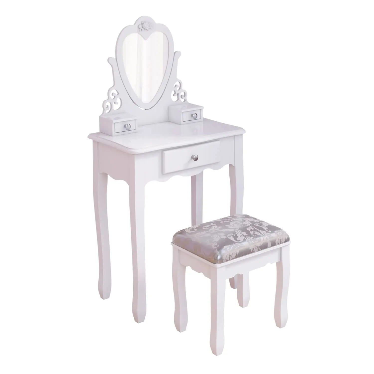 Dressing Table for Girls,Pink/White Vanity Table with Mirror Stool for 3,4,5,6,7,8 Kids, Birthday Gift, Best Easter Gifts for Children Bedroom