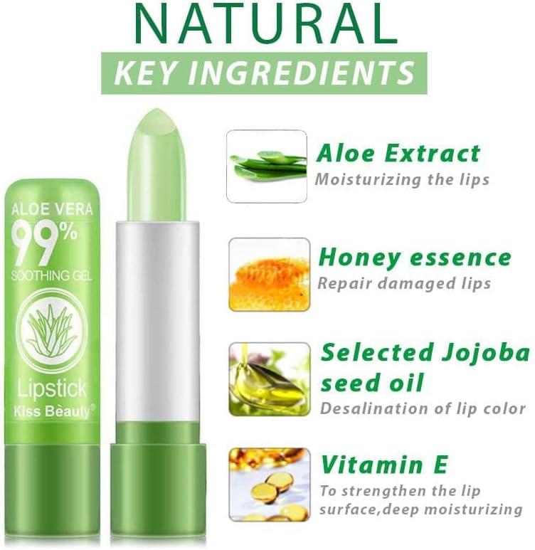 Aloe Vera Jelly Lipstick - Long-Lasting Moisturizing Cream Lip Balm with Temperature Color Changing Magic - Gloss, Lipgloss Gloss Lipgloss Makeup Glossy Cosmetic Moisturizer Hydrate Hydrating Moisture Moisturizing 3