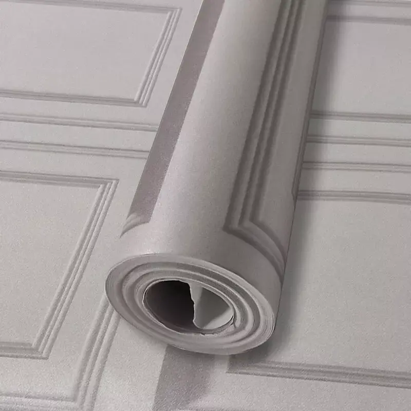 Modern Silver Grey Wallpaper Horizontal Vertical Stripes Embossed WallPaper Roll 3