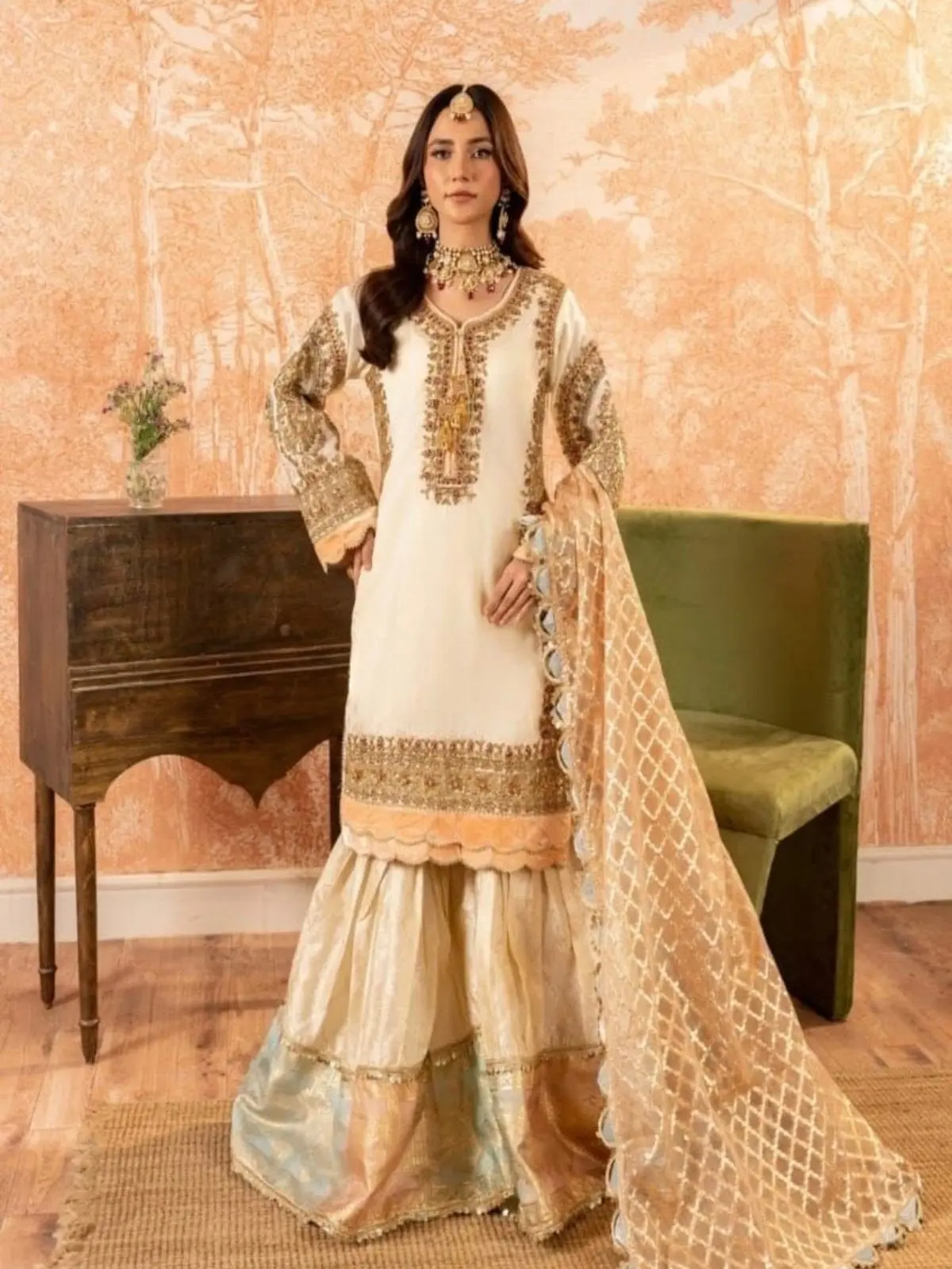 Wedding Wear | Gharara | Stitched by Rang | Inspired Womenswear Comfort Traditional Dress