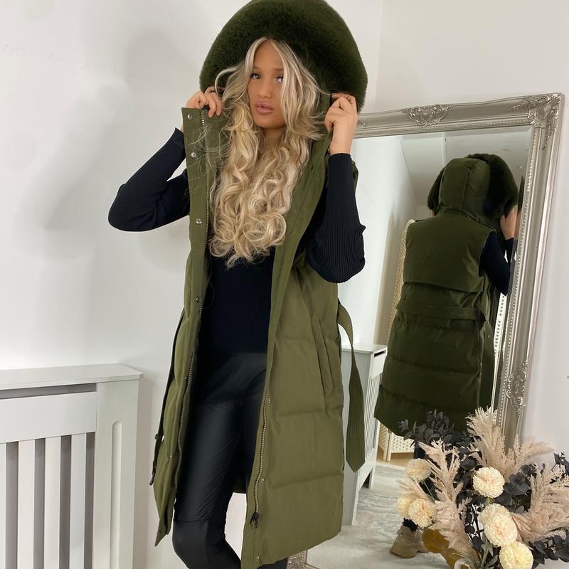 Women's Luxury Faux Fur Padded Belted Gilet by Pippa - Tops, Womenswear autumn jacket 4
