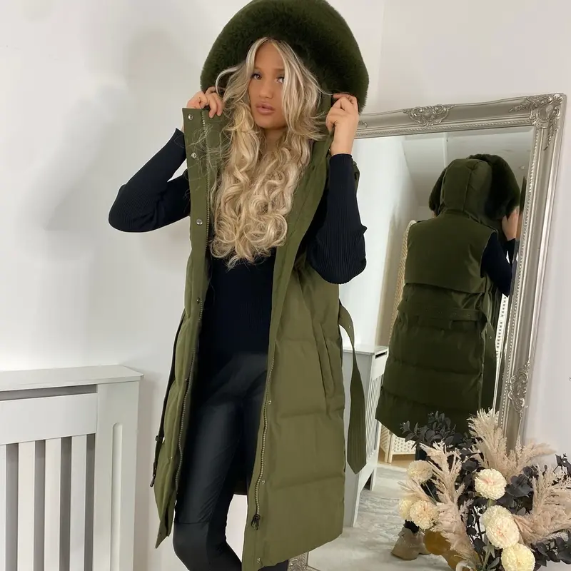 Women's Luxury Faux Fur Padded Belted Gilet by Pippa - Tops, Womenswear autumn jacket 4
