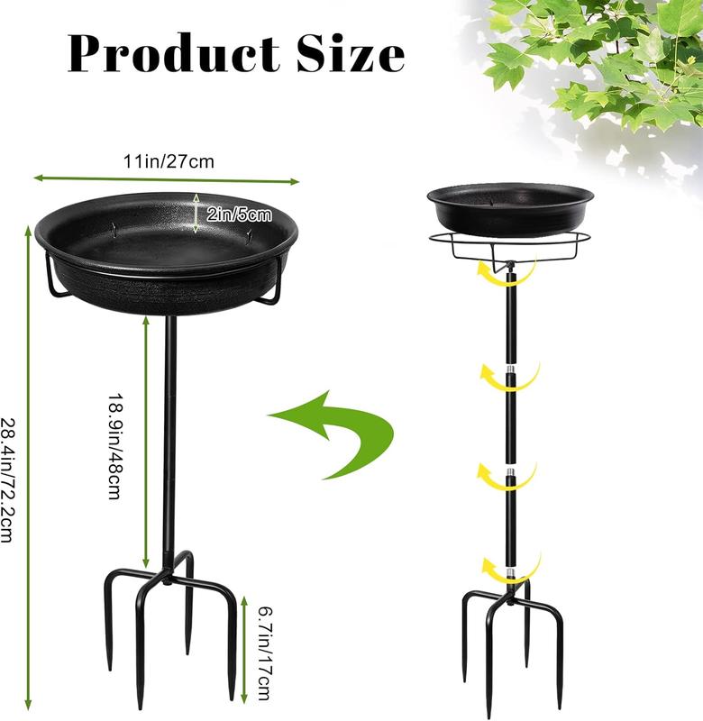 28In Freestanding Birdbaths Bowl Outdoor, Free Standing Garden Bird Bath Bird Feeder Bowl with Metal  , 1
