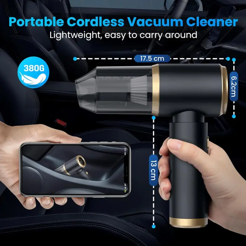 Wireless Car Vacuum Cleaner Handheld Vaccum Powerful Suction USB Rechargeable 3
