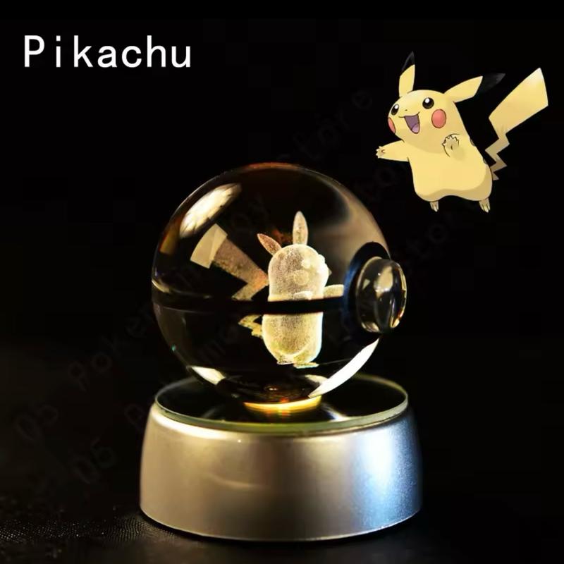 Pokemon Crystal Ball Figurine with LED Lamp Base - Pikachu, Gengar, Mew, Mewtwo - Gift, Decor 3