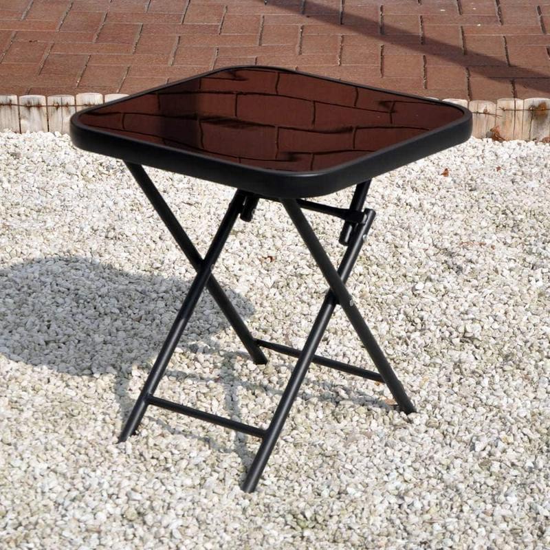 Kingfisher FSDT Folding Drinks Side Garden Patio Table - Black 40cm x 40cm x 46cm 1
