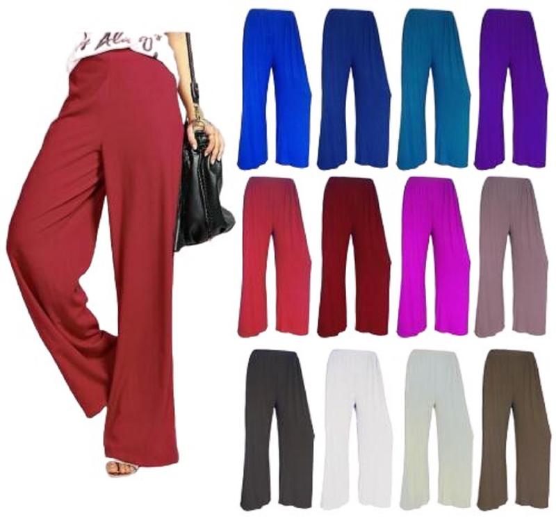 Women's Ladies Plain Wide Leg Flared Palazzo Pants Plus Size Womenswear Bottom Legging Trouser 0