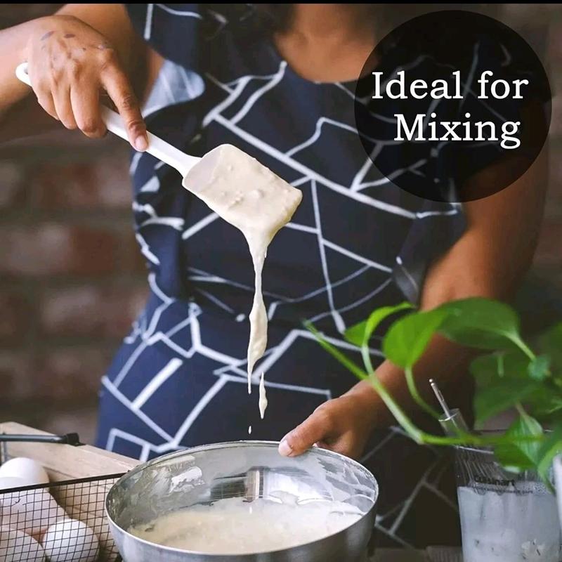 5 PCS White Spatulas Mixing Set Utensils Cake Cooking Baking Kitchen Bakeware Plastic Handles Steel Oven 3