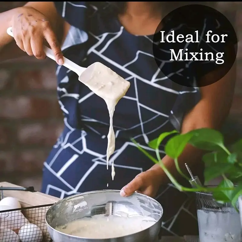 5 PCS White Spatulas Mixing Set Utensils Cake Cooking Baking Kitchen Bakeware Plastic Handles Steel Oven 3