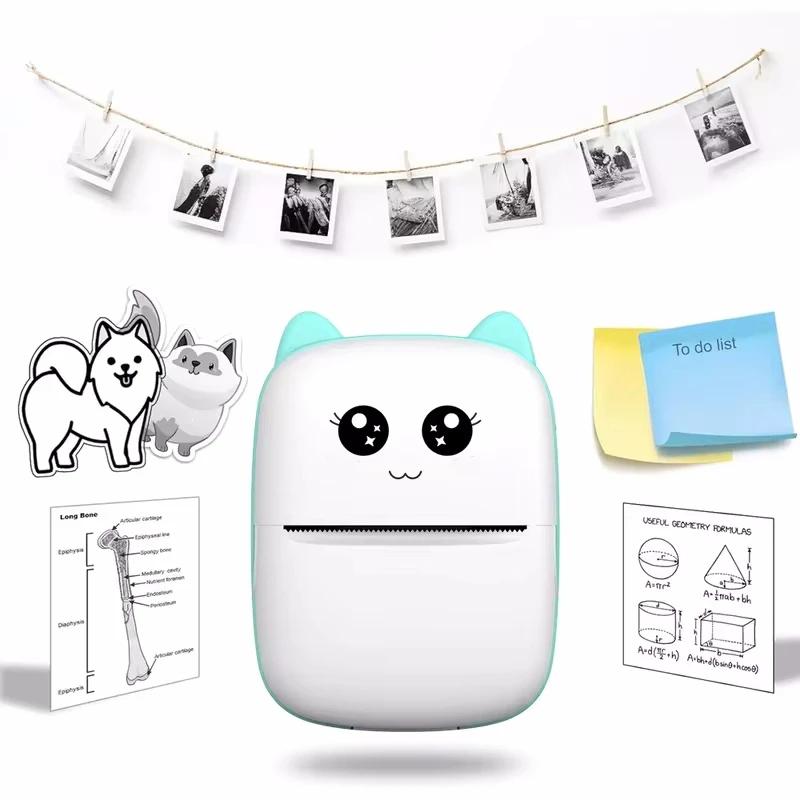Portable thermal printer mini cat print photo pocket thermal label printer 58mm printing wireless Bluetooth Android iOS printers 3