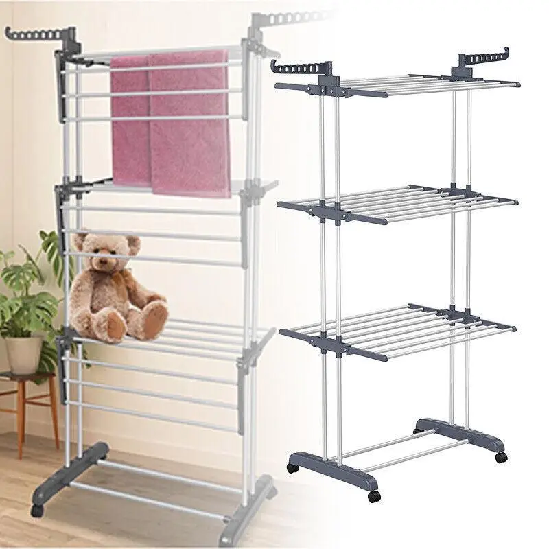 4 Tier Foldable Laundry Dryer Rack Extra Large Bedroom Outdoor Clothes Airer Accessories Hanger Hangable 6