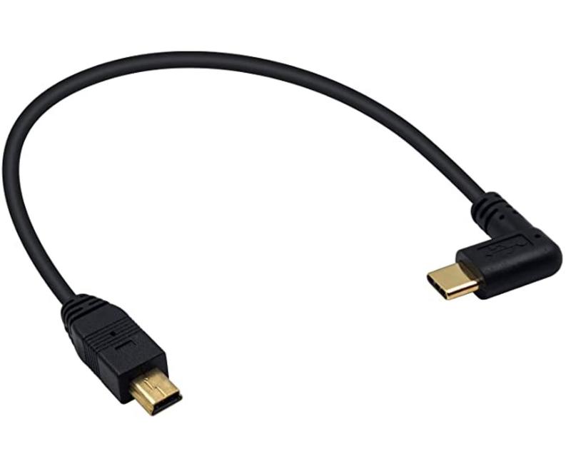 USB 3.1 Type C Angled Male to Mini USB Male Data Charging Cable 0.25m 7