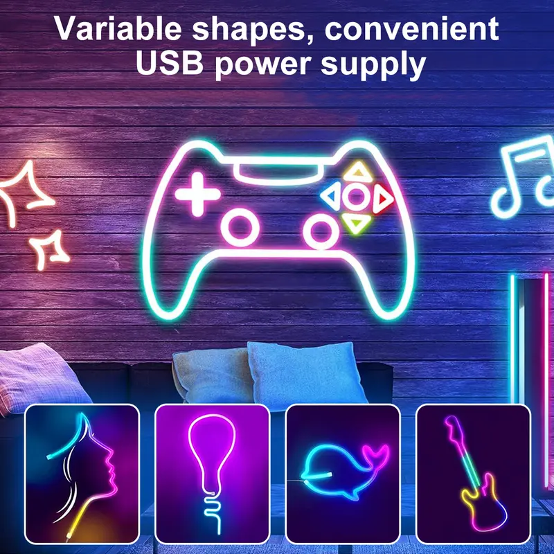5V LED Strip Lights Bluetooth RGBIC Neon Strip Remote Control With Music Sync DIY Bedroom Home Decoration Changing Ambient Light 4