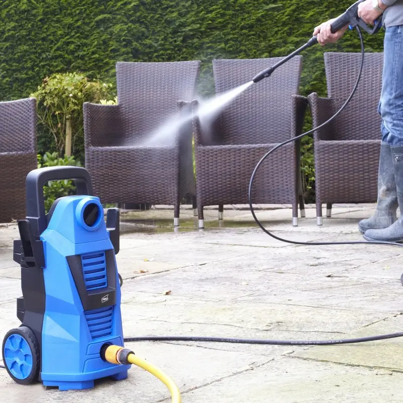 Neo Electric High Pressure Washer with Adjustable Nozzle and Washer Brush 8