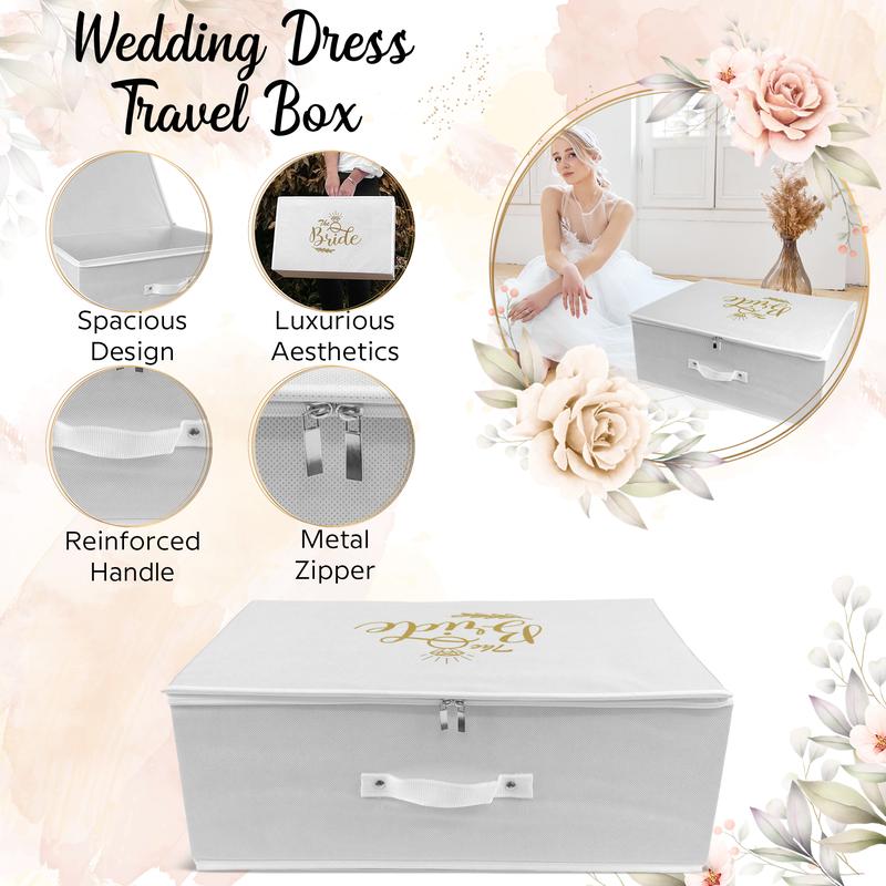WEDCOVA UK White Personalised Wedding Dress Travel Box Breathable Bridal Dress Medium Size Storage Box Flight Cabin Size Fabric Box… 3