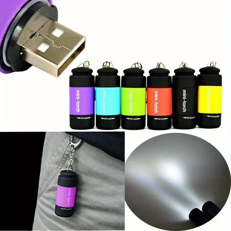 USB Rechargeable Portable Flashlight Keychain Mini Torch Camping Ultra Bright Lamp Outdoor Supplies 6