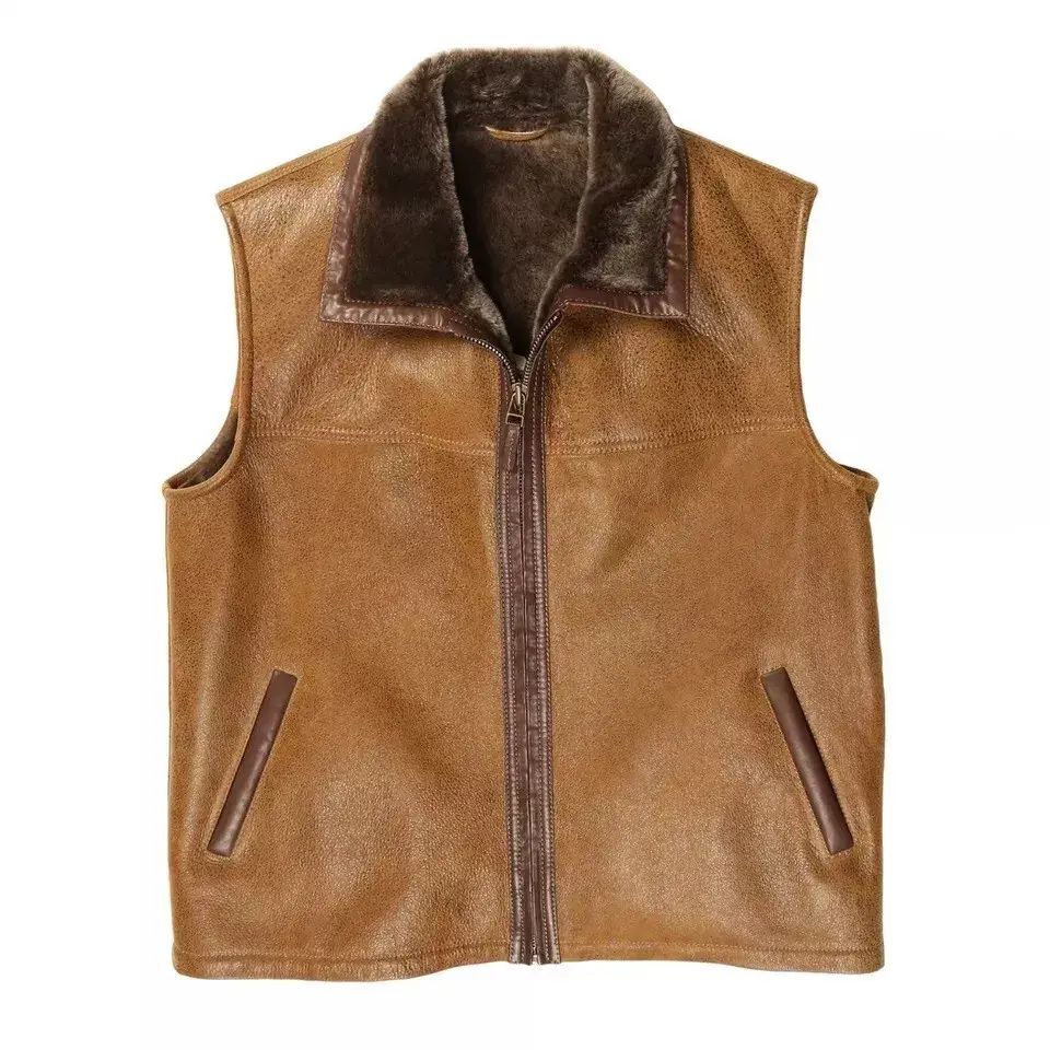 Men’s Premium Genuine Leather Fur Vest – Soft, Cozy & Stylish Winter Outerwear, Perfect for Cold Days & Fashionable Elegant Layering For Staying Warm