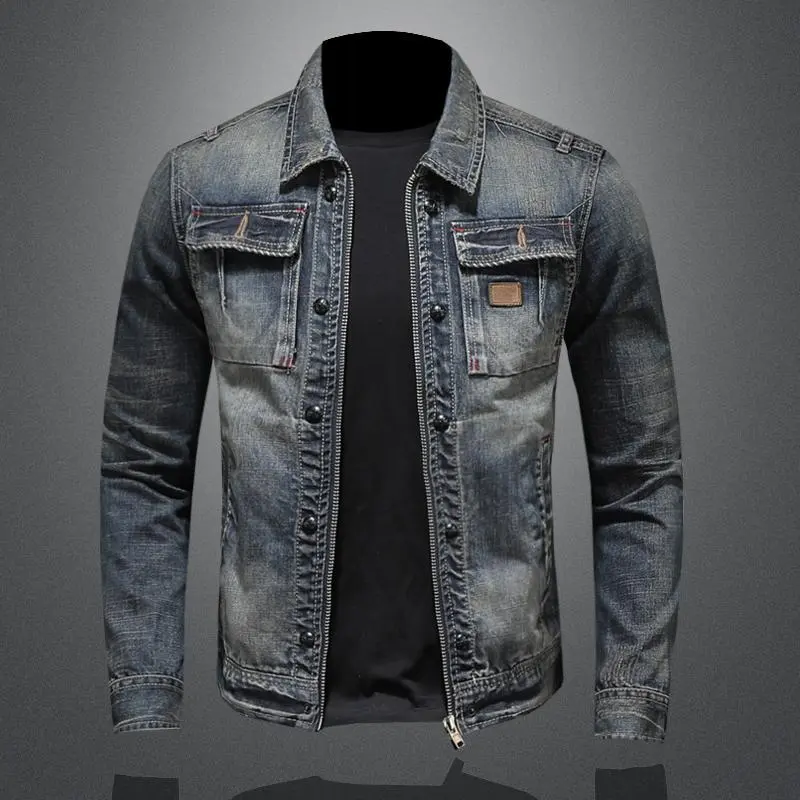 Men's Retro Classic Denim Jacket Autumn Street Trend Handsome Riding Windproof Men's Clothing High Street Casual Lapel Jacket 6