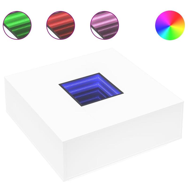 Coffee Table with Infinity LED White 100x100x40 cm 1