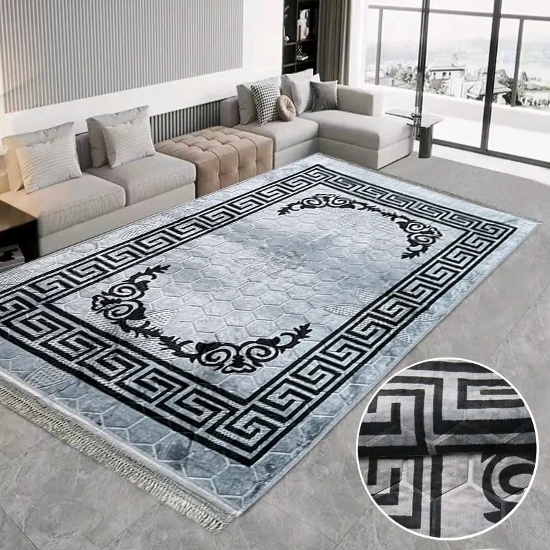 New Greek Style Rug Border Design Non Slip Machine Washable 90x190cm 160x230cm 1