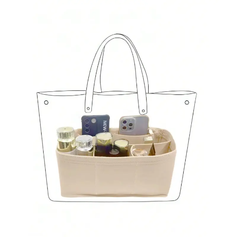 [NEWS]1PC Beige Inner Bag, Organizing Bag Inside The Bag, Anti Deformation Storage In The Middle Bag, Storage Bag With Supporting Inner Lining, Tote Bag Inner Bag, Suitable For Classified Storage Inside The Bag,Backpack Organization And Carrying[S12] 1