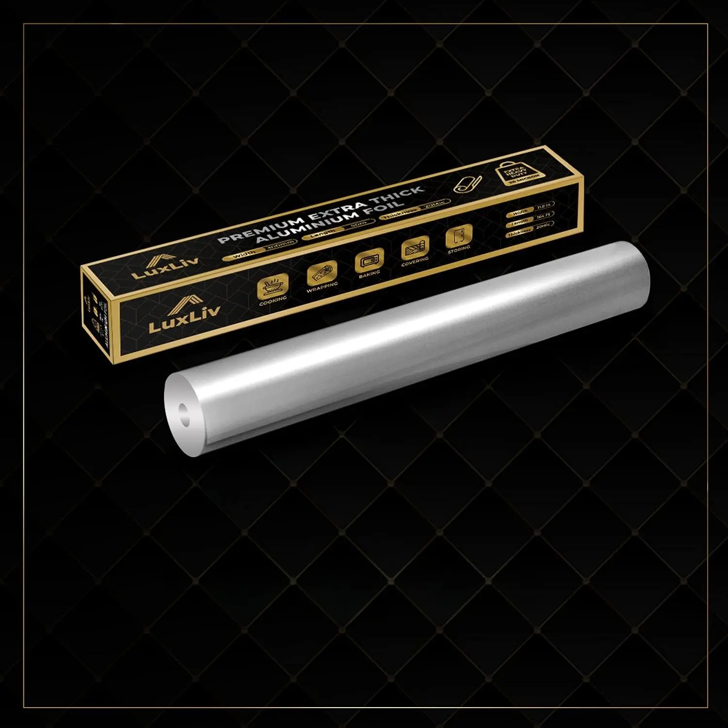 LuxLiv  50m Premium Heavy Duty 20 Micron Thick Kitchen Foil Catering Aluminium Tin Foil Roll - 30cm Wide