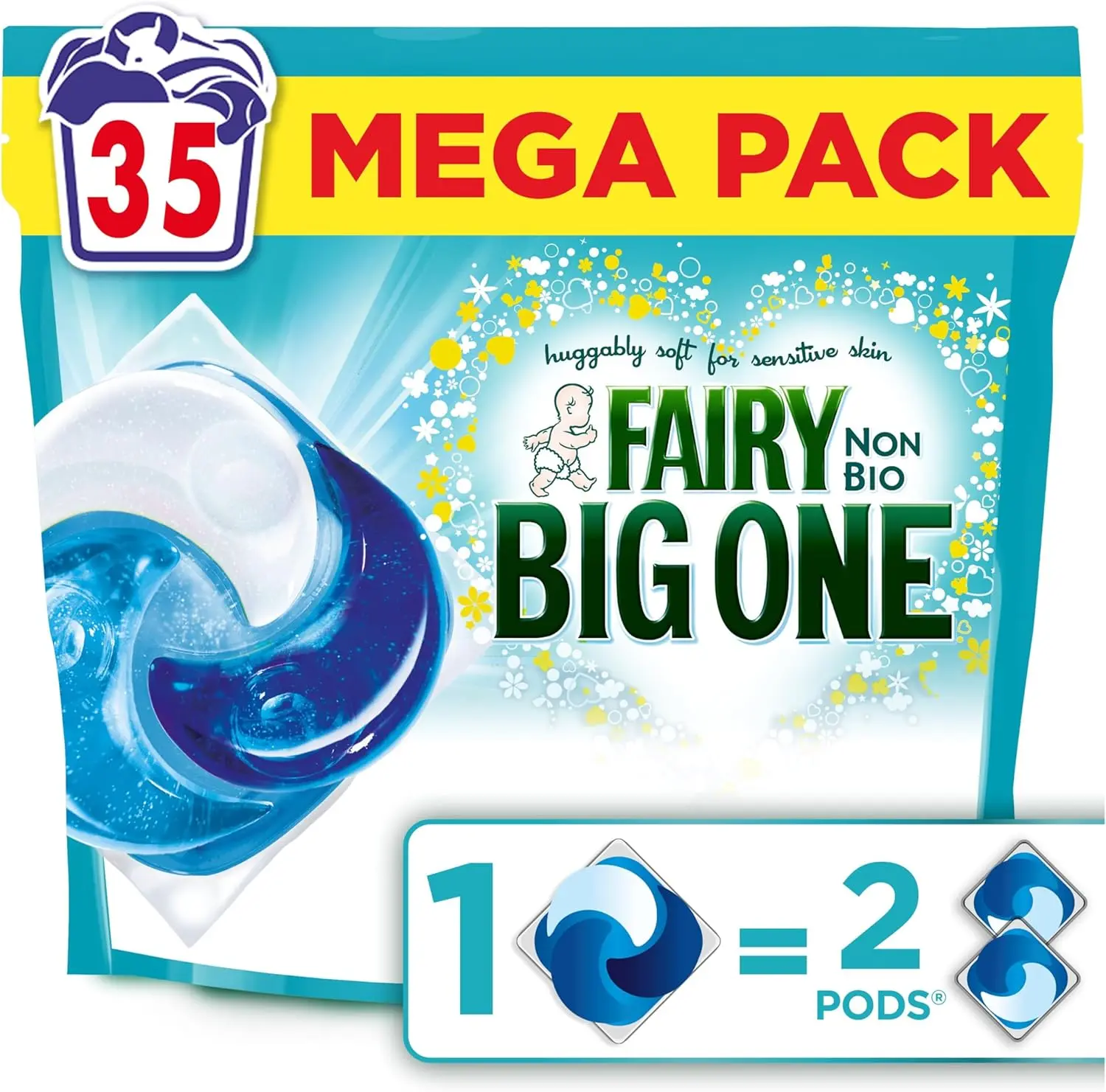 Washing Liquid Laundry Detergent Capasules, 35 Washes, 2X Stain Removal, Huggably Soft For Sensitive Skin Household Multicolor