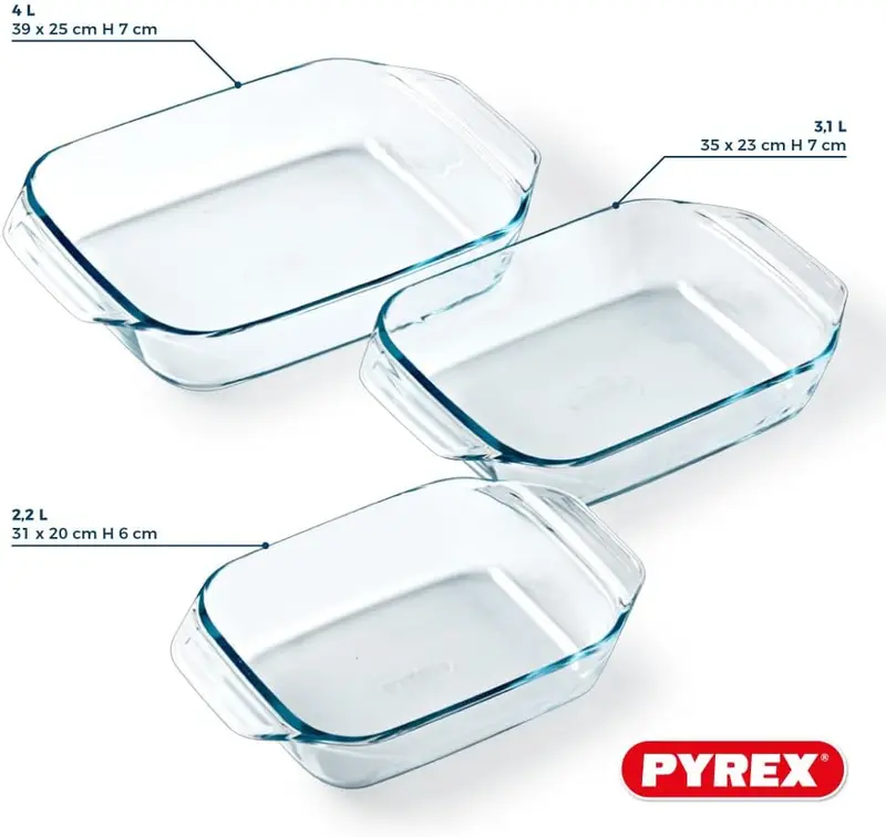 8023510 Set of 3 Borosilicate Glass Oven Plates – Extreme Resistance – Made in France 4