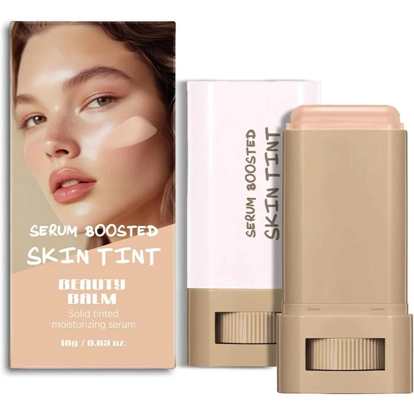 Foundation Stick Beauty, Solid Tinted Moisturizing Serum Contour Stick Foundation Face Stick for Women, Balm Serum Boosted Skin Tint and Natural Finish Makeup(#5)