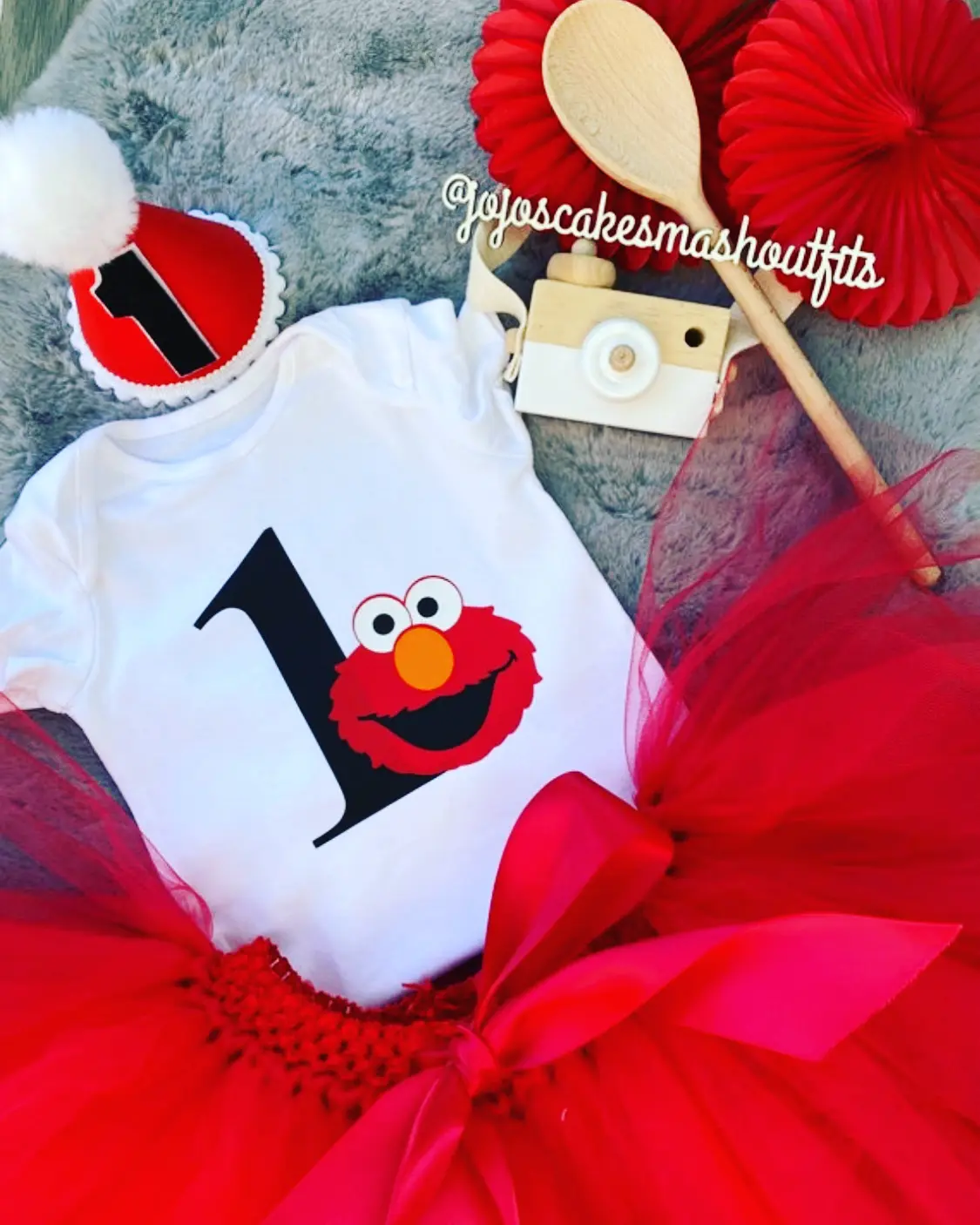 Baby girls red Elmo tutu cake smash outfit. 1st birthday gift