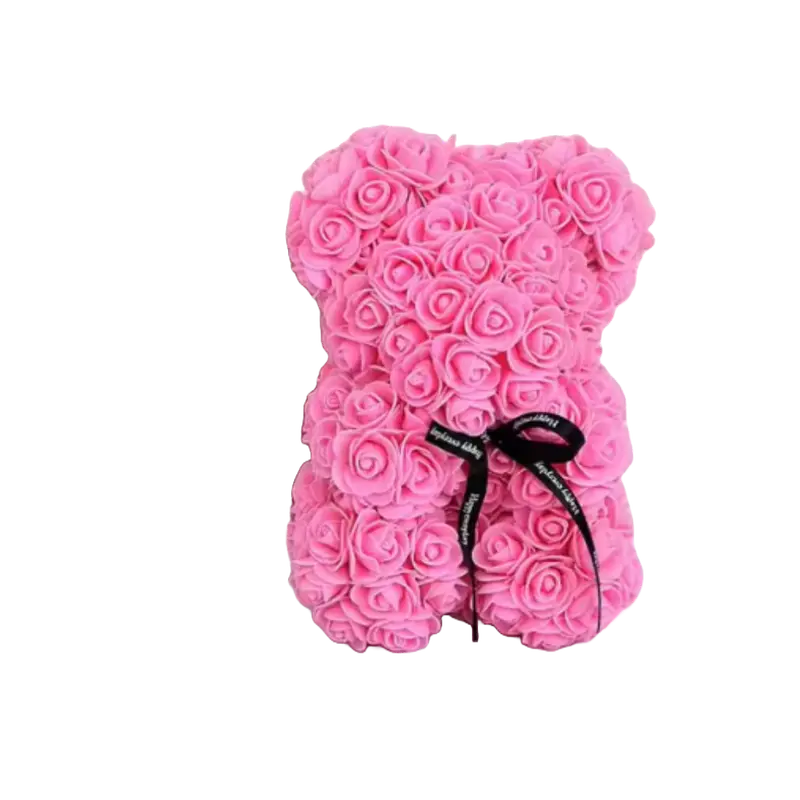 25cm Artificial Rose Bear Fake Flowers Romantic Bear Birthday Wedding Christmas Gift Decor Decorative Fruit Plants Ornaments 5