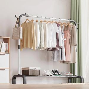 【FONOK】Floor standing coat rack+shoe rack+shelf, Room clothes storage shelf, rust-proof electroplated iron, super strong load-bearing