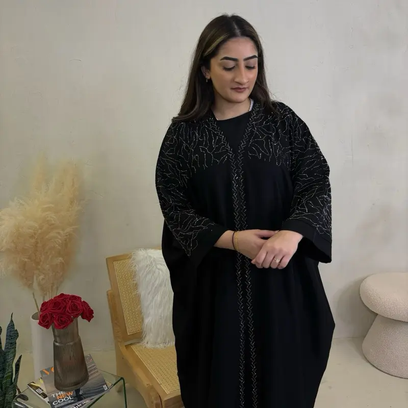 Arissa Abaya -Womens embroidery batwing sleeve abaya, modest womens clothing, hijab included, arabic islamic womens clothing, modest dress sizes 52-60 3