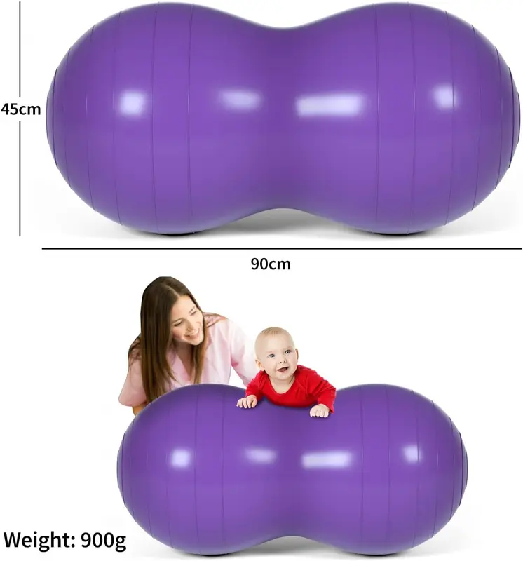 Gym Quality Peanut Ball for Kids Therapy, Anti-burst Exercise Ball with Pump, 90x45cm Yoga Ball for Pregnancy Birth Exercise, Physical Fitness 7