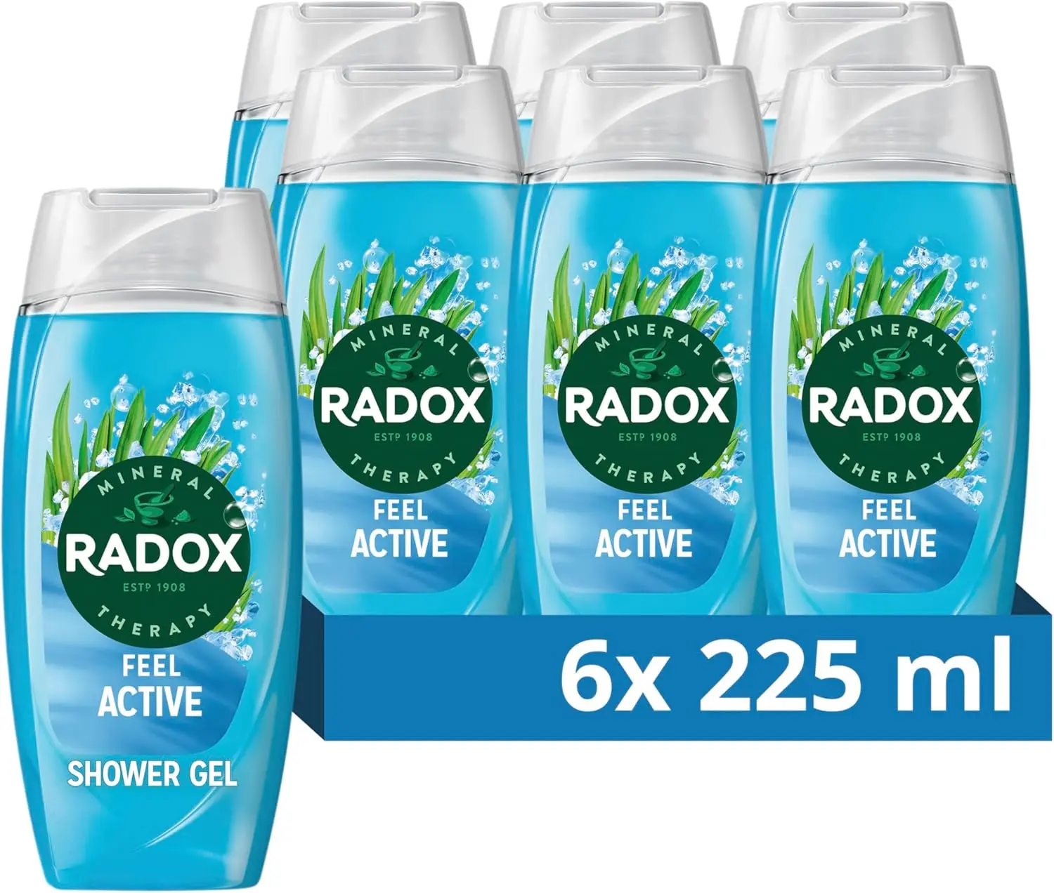 Mineral Therapy Feel Active Shower Gel with Sea Salt & Lemongrass Scent - 225ml (Pack of 6)