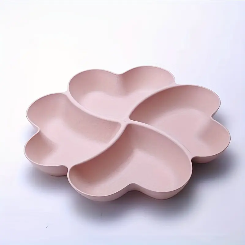4-Compartment Plastic Snack Tray - Reusable Candy Serving Platter for Appetizers, Desserts, Nuts, Fruits |       Circular Multipurpose Sectional Dish for Dips & Chips |       1pc Snack Server 5