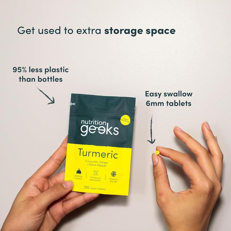 Nutrition Geeks Turmeric Tablets 2000 mg with Black Pepper & Ginger, High Strength Curcumin Supplements, Vegan and Gluten Free, UK Made, 120 Count magnesium  glycinate  3  1 guanfacine  natural  supplement Healthcare Fitness Edible Dietary Powder 3