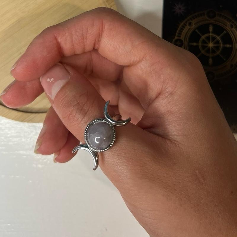 Triple Moon Crystal Rings - Adjustable Back, Different Crystal types 1
