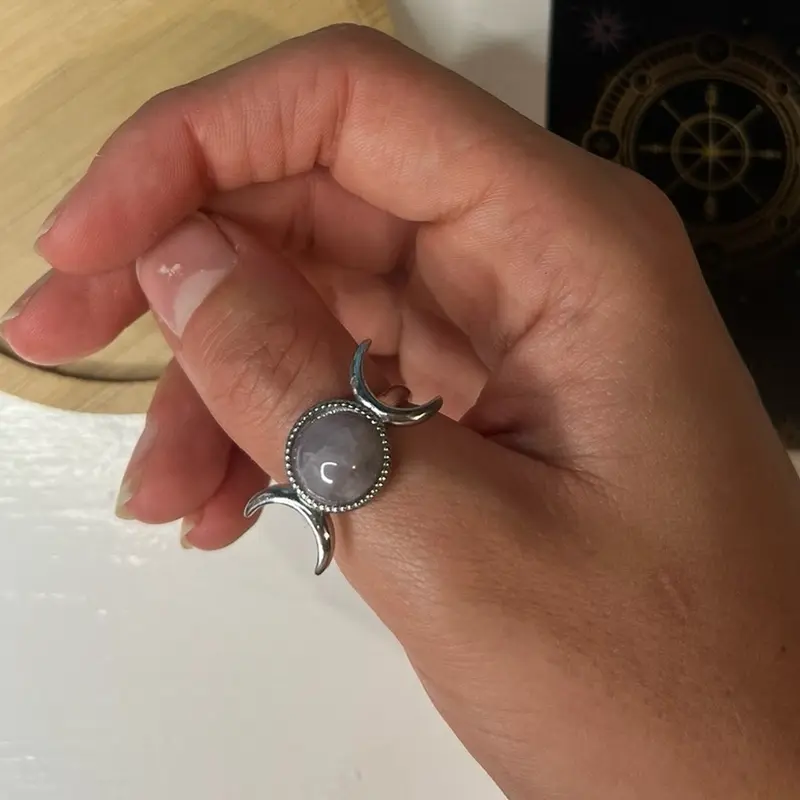 Triple Moon Crystal Rings - Adjustable Back, Different Crystal types 1
