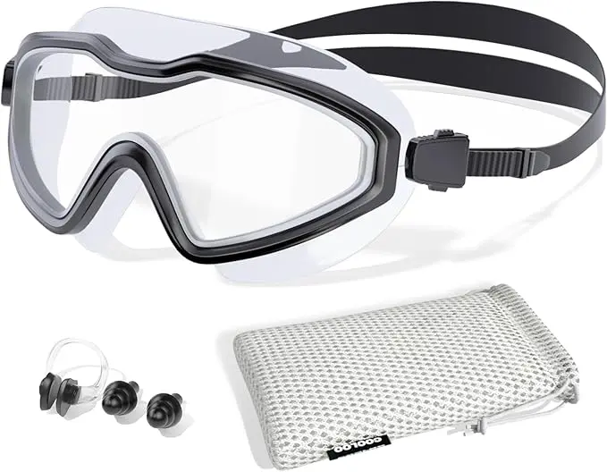 COOLOO Swimming Goggles, Wide View No Leaking Swim Goggles, Anti-fog & Anti-UV Fashion Swim Goggles for Adult Men Women Youth