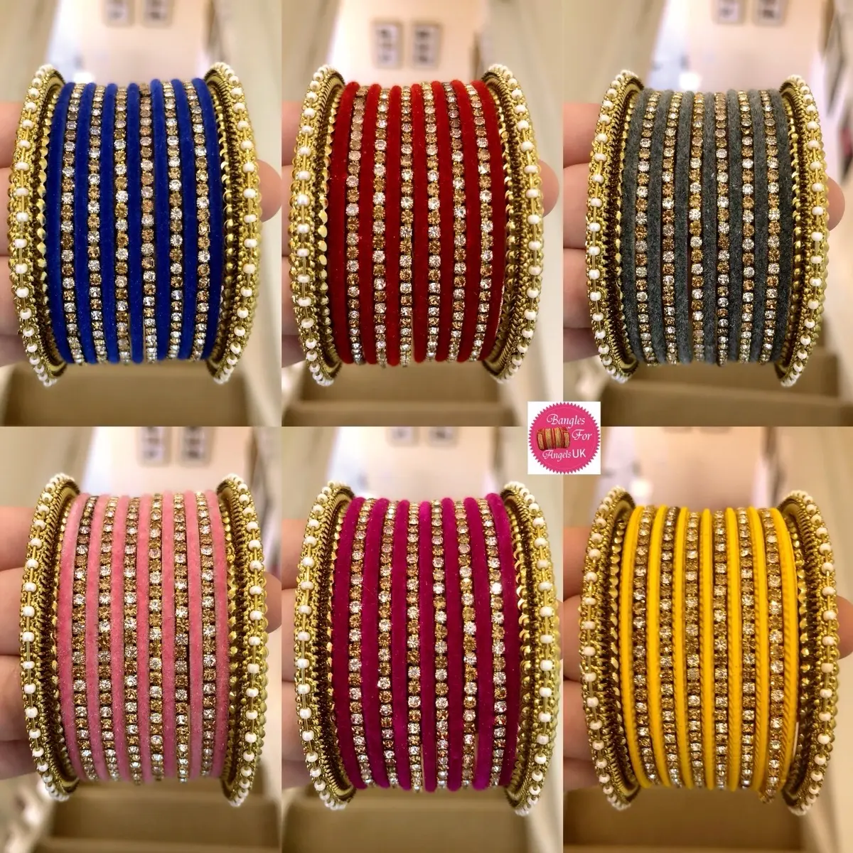 Gold Zirconia Metal Bangles Sets