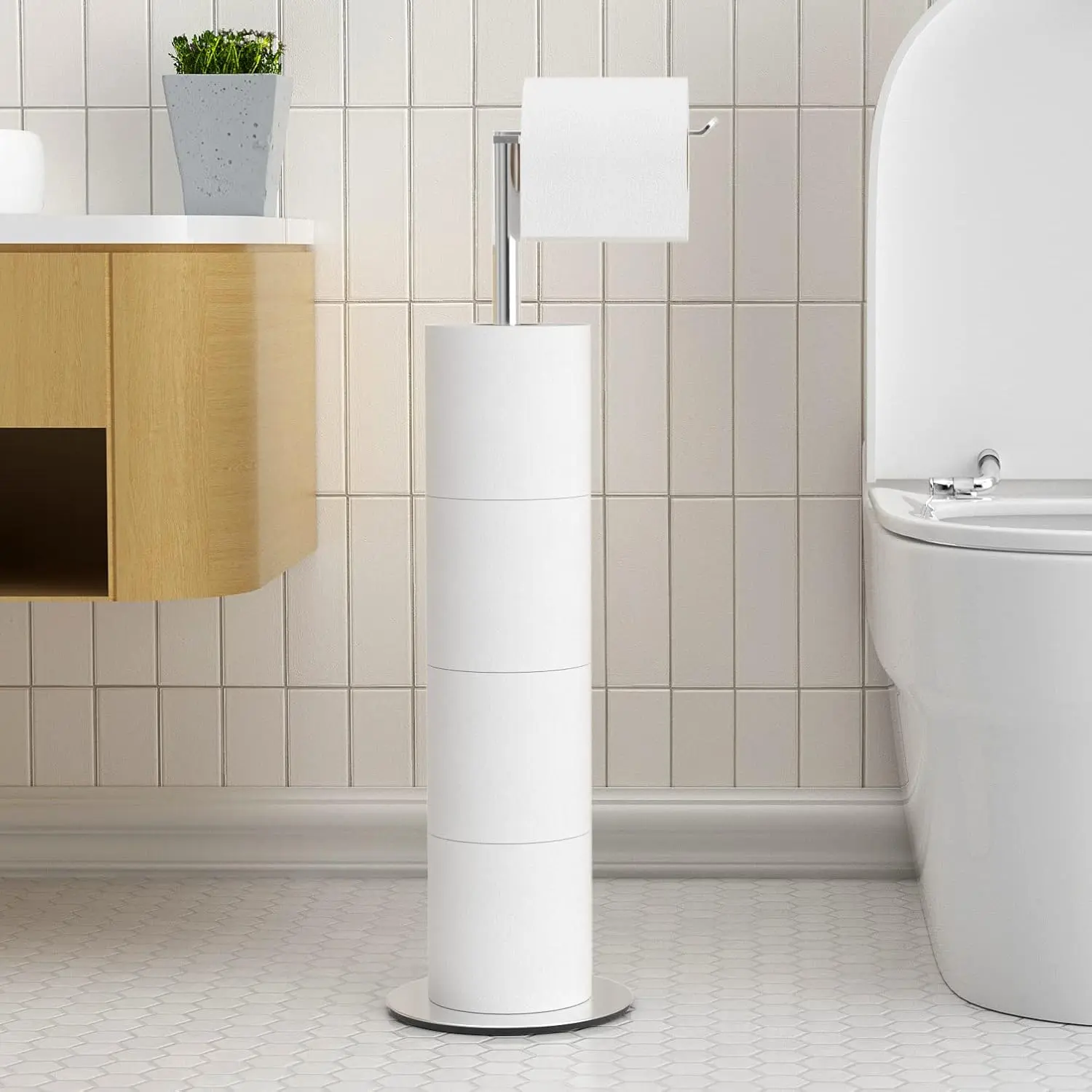 Toilet Roll Holders for Bathroom Toilet Roll Storage, Stainless Steel Toilet Roll Holder Stand with Drawing Finish, Simple and Practical Toilet Roll Storage Dispenser