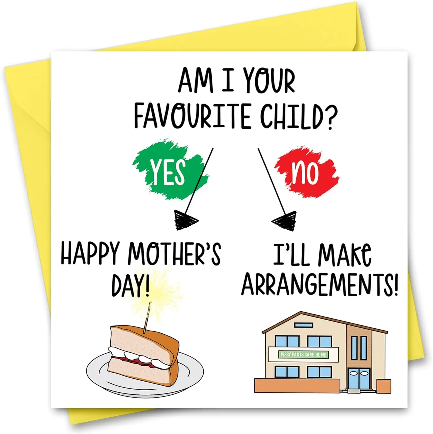Mothers Day Card Funny Mother's Day Cards For Mum Joke Mothers Day Card's From Son or Daughter Favourite Child