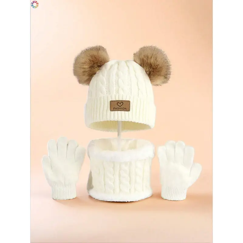Rainbow Snowman  3 - Piece Set of Warm Knitted Gloves, Hat and Scarf with Wool Lining, Perfect for Staying Warm in Cold Weather and Showcasing Love for Fashion 0