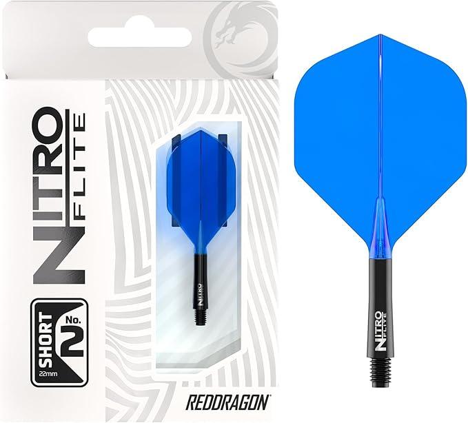 Nitro Flite Integrated Flight & Shaft System–No.2 Shape and Design-Available in Short, Intermediate & Medium - White, Black, Blue, Yellow & Clear - Professional Darts Accessories 3