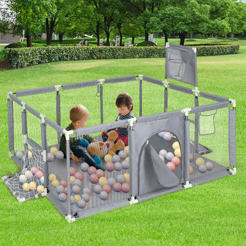 Large Baby Playpen Children Toddler Kids Indoor Play Pen + 100 Balls Pool Basket 6