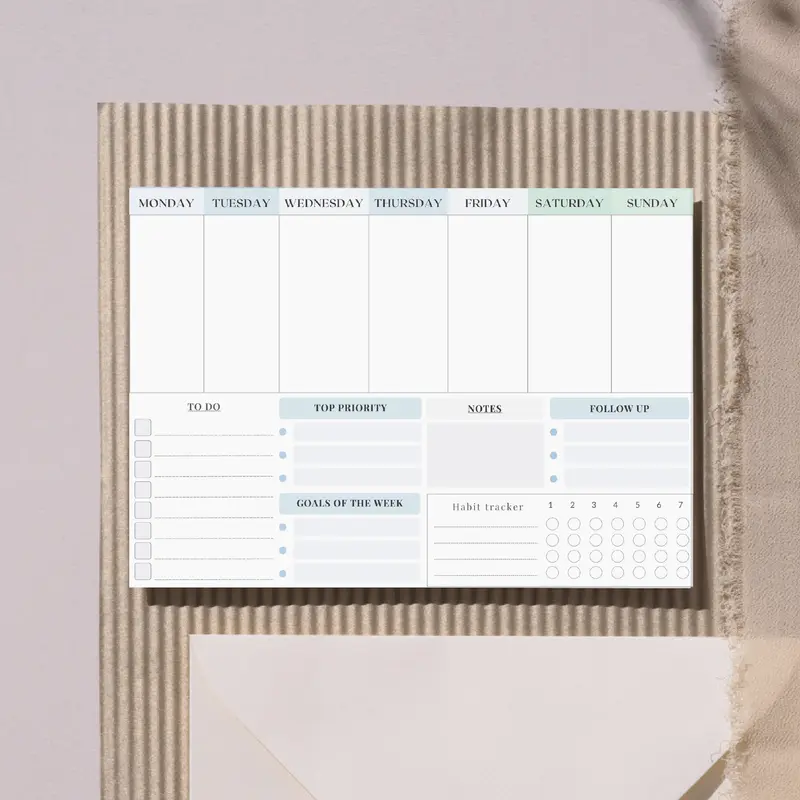 weekly To do list Notepad l A4 Tear-off weekly calendar Productivity Organizer office home + hourly schedule l desk planner l back to school l checklist l notepads task & goal planning l portable l plan l Desk accessories Stationary Agenda Study busy time 6
