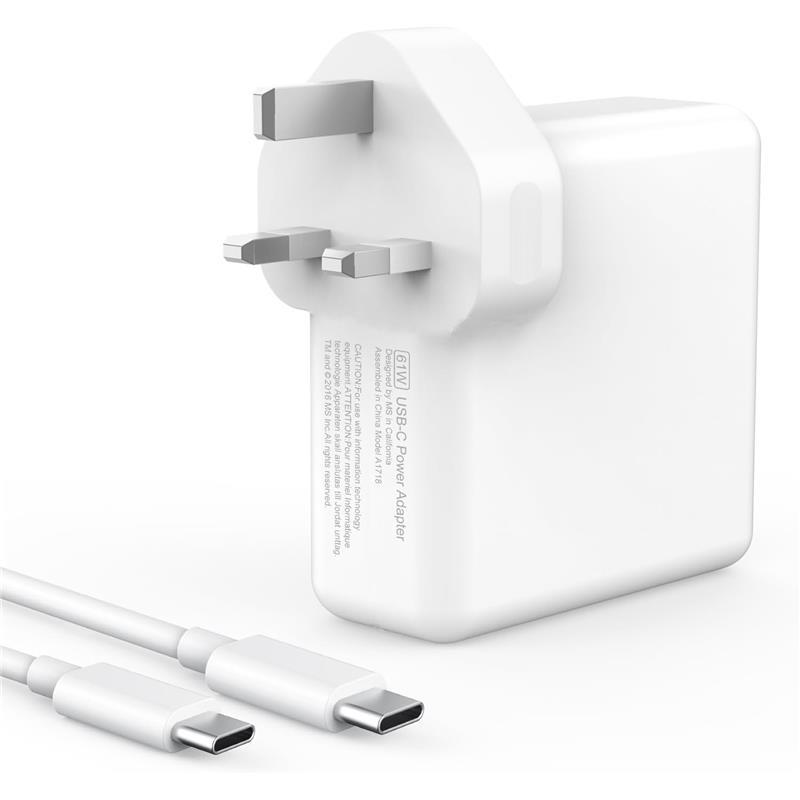 Macbook Charger, 61W USB C Fast Macbook Pro/Air Charger, Compatible with MacBook Pro 13 inches, MacBook Air 2018-2021, iPad Pro, Samsung, Lenovo and more (6.6ft USB C to USB C Cable Included) 2